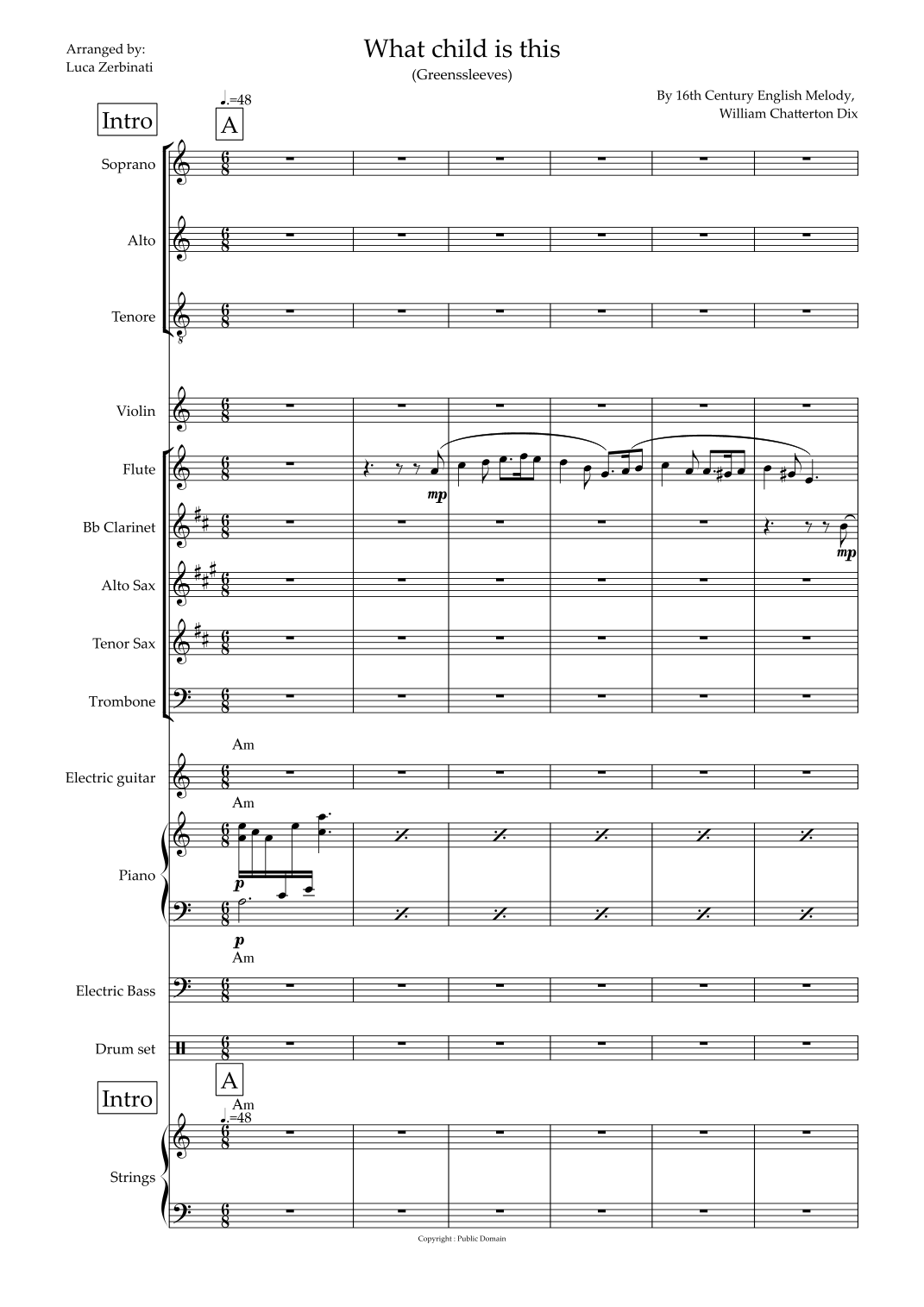 What child is this? (arr. Luca Zerbinati) by 16th century Enlish melody 管弦乐团 - 预览