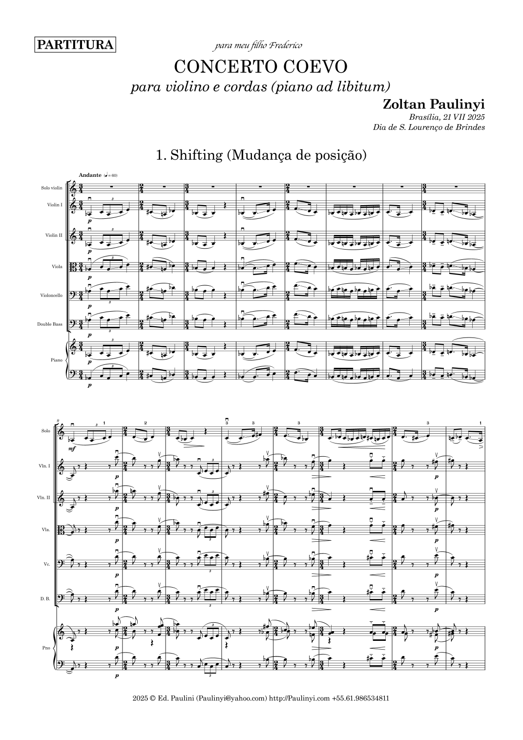 Concerto Coevo (2nd mov) for beginner solo violin (grade 3-5) and ...