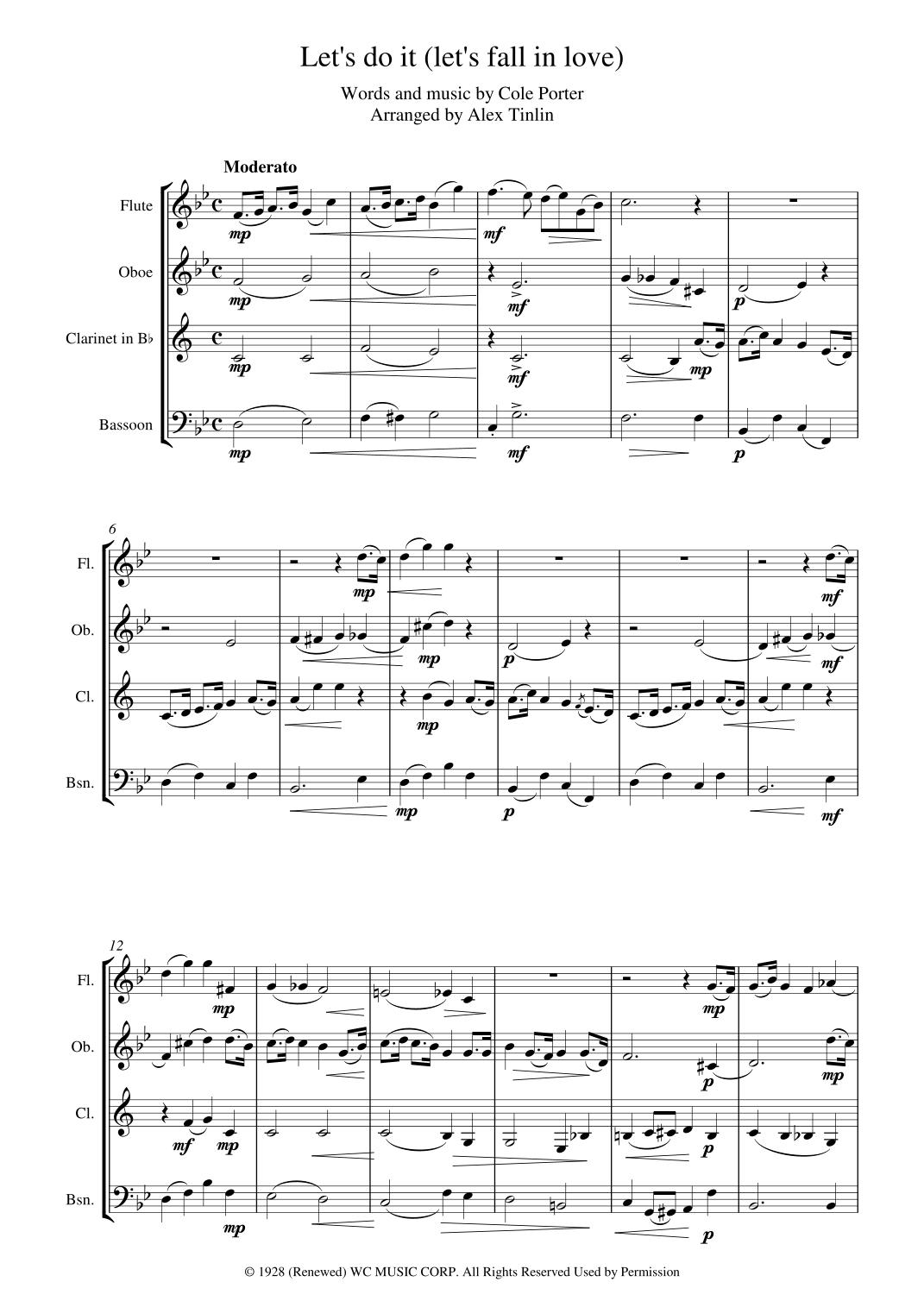 Let's do it (let's fall in love) Sheet Music Alex Tinlin Woodwind