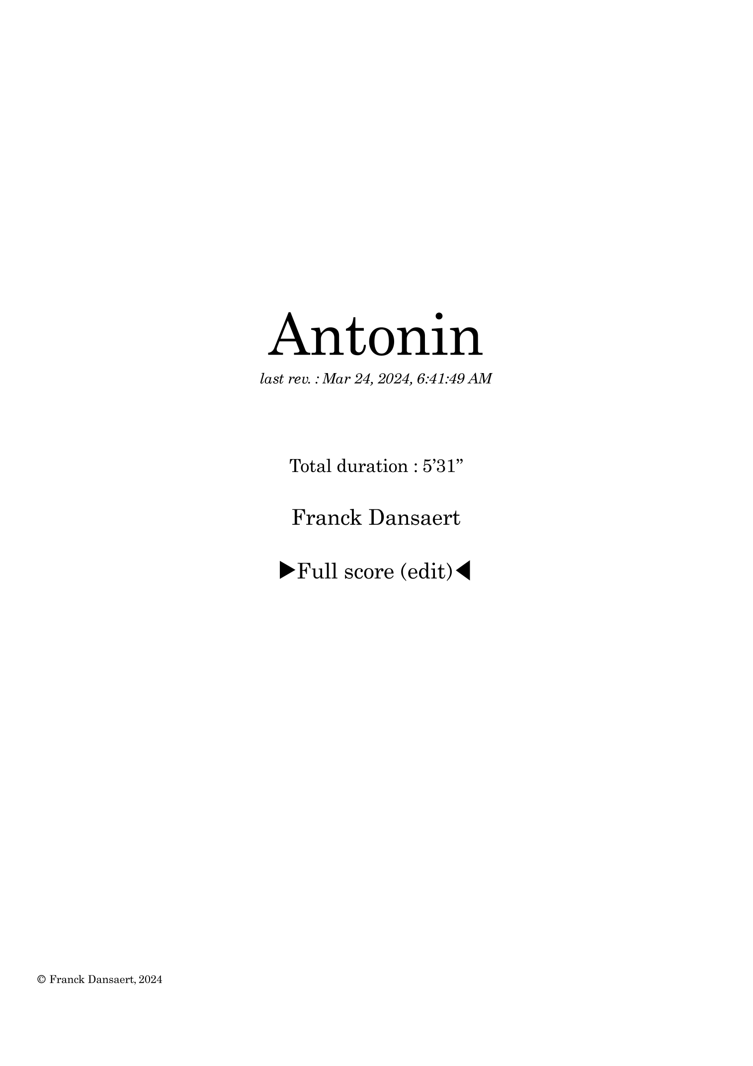 Antonin - Franck Dansaert 管弦乐团(仅总谱) - 预览
