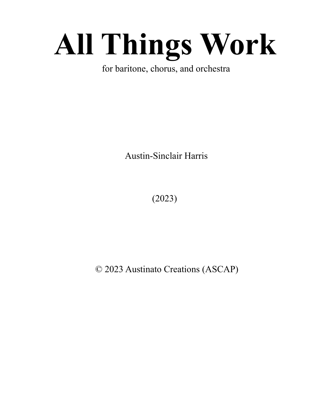 All Things Work by Austin-Sinclair Harris Full Orchestra