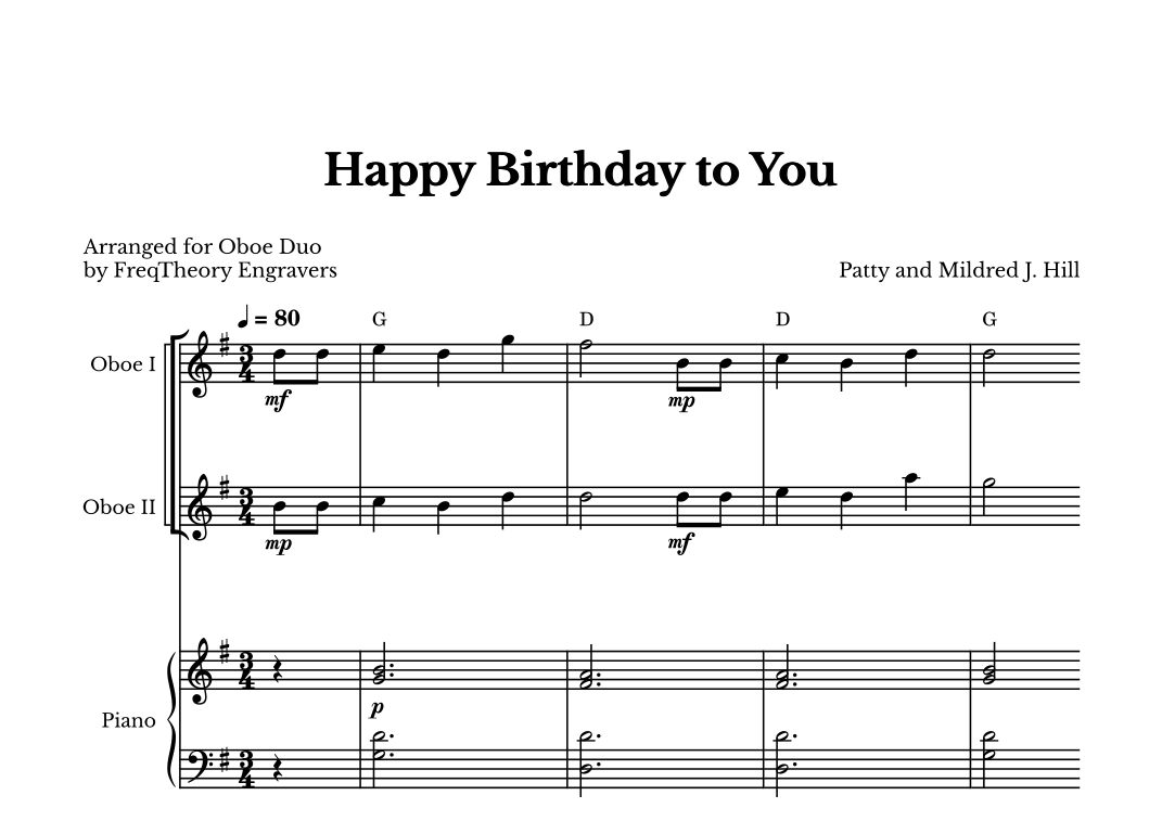 Happy Birthday to You - For Oboe Duet (arr. FreqTheory Engravers) by ...