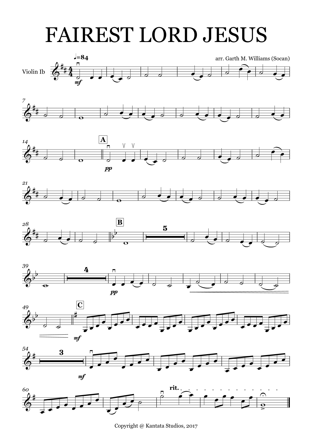 【加斯·威廉姆斯《美哉主耶稣》管弦乐团谱】FAIREST LORD JESUS FOR FULL ORCHETRA (arr. Garth Williams) by Garth Williams Full Orchestra PDF乐谱下载
