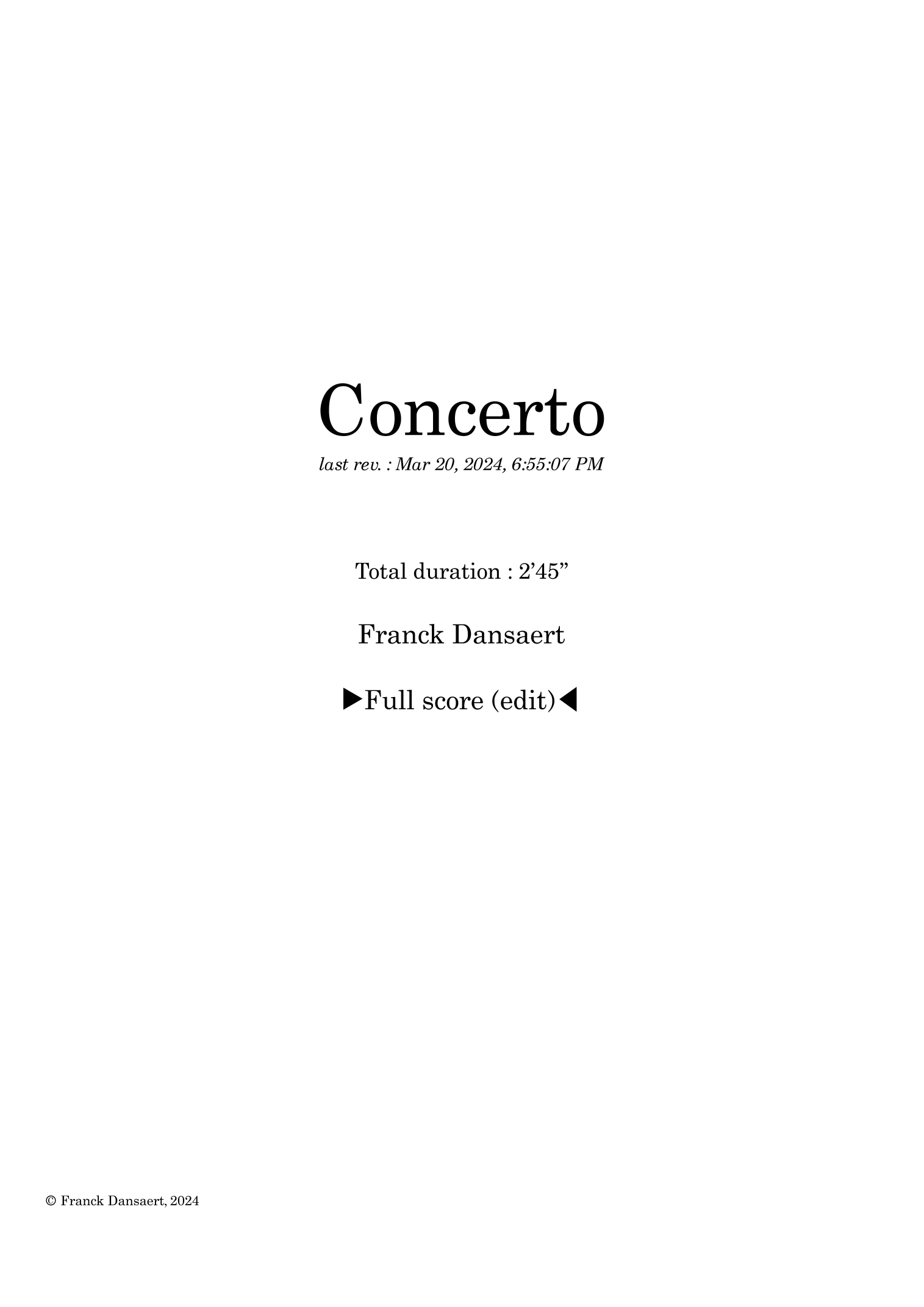Concerto - Score Only by Franck Dansaert Full Orchestra (协奏曲 - 仅总谱) - 预览