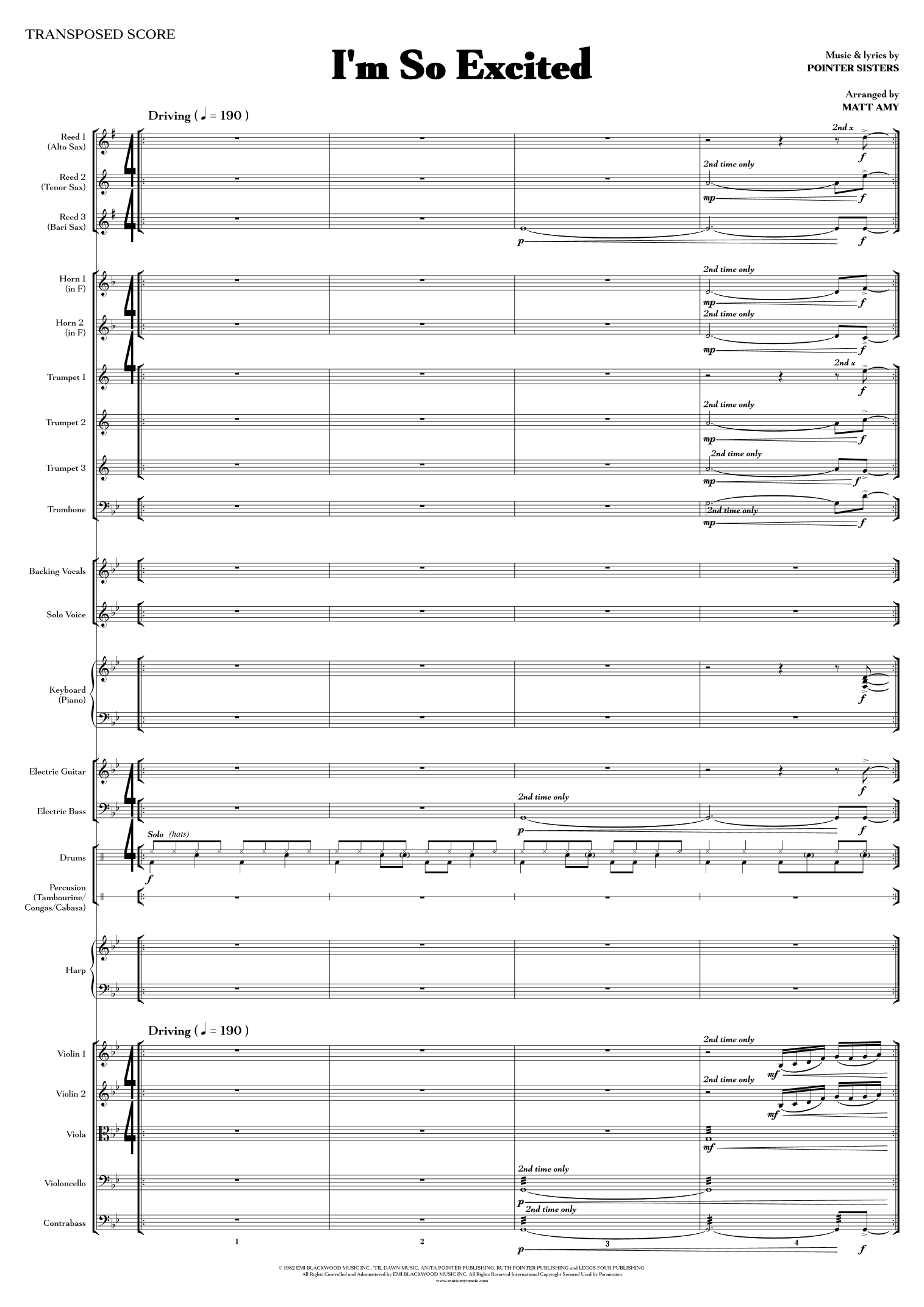 Pointer Sisters - I'm So Excited (arr. Matt Amy) 全编制管弦乐团 - 预览