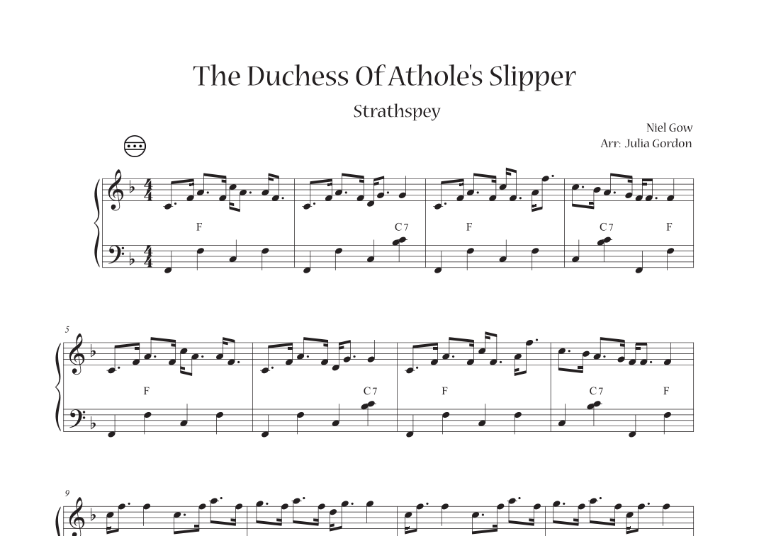 The Duchess Of Athole's Slipper (arr. Julia Gordon) by Niel Gow Sheet ...