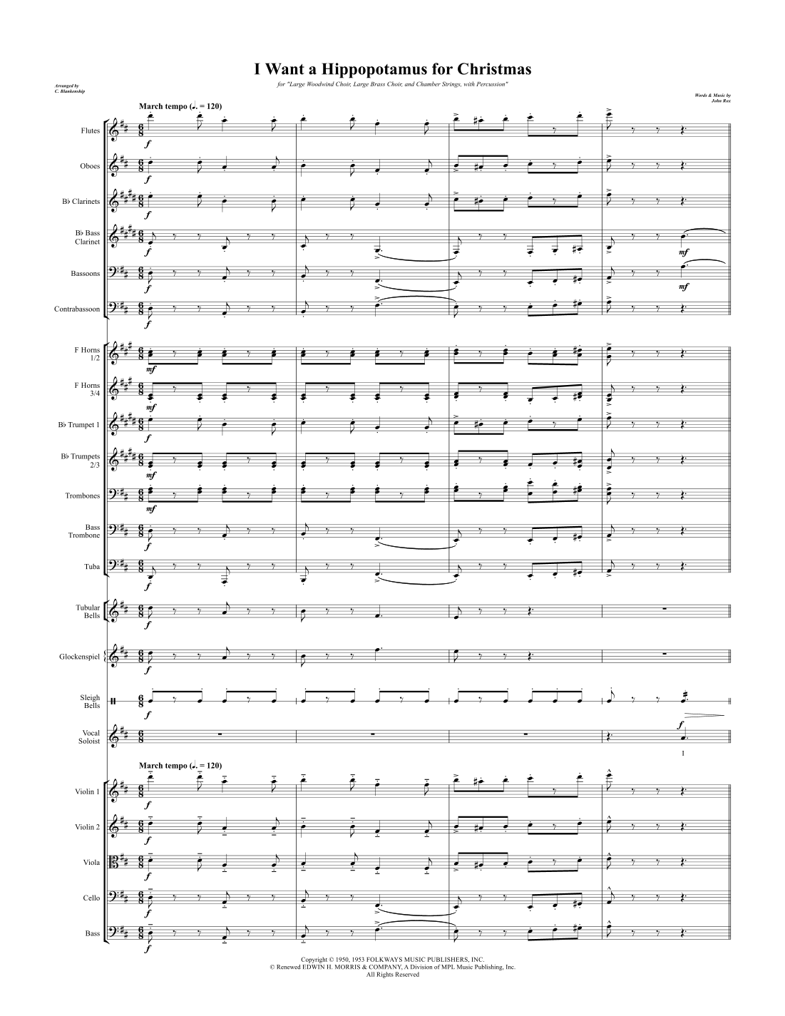 I Want A Hippopotamus For Christmas (arr. C. Blankenship) by John Rox 管弦乐团 - 预览