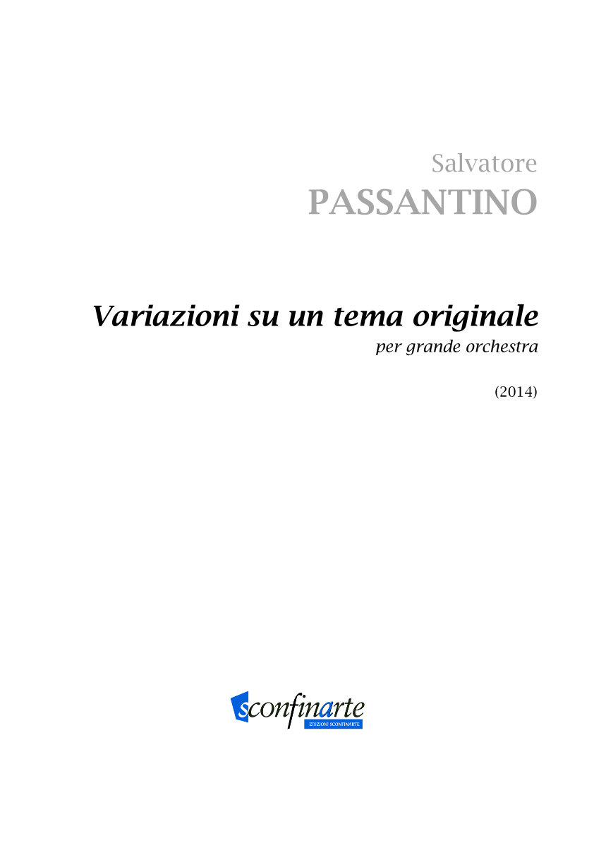 Salvatore Passantino: VARIAZIONI SU UN TEMA ORIGINALE (ES-21-018) - 仅总谱 (Salvatore Passantino 管弦乐团) - 预览