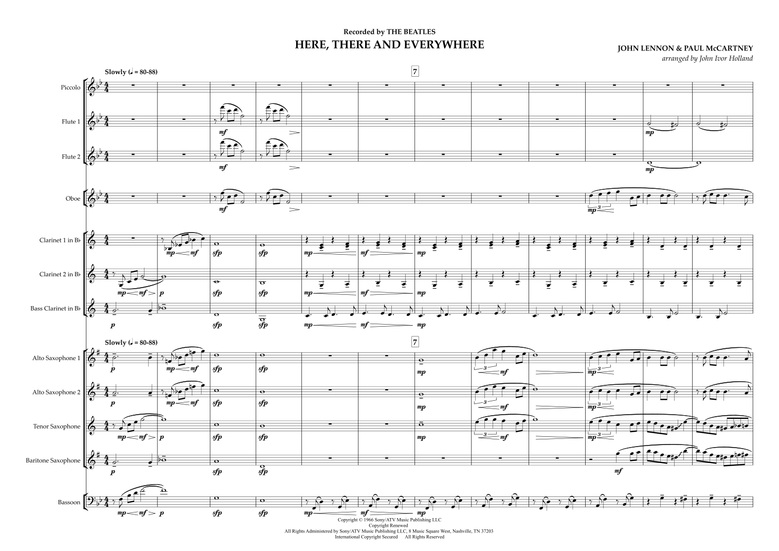 Here, There And Everywhere by The Beatles Sheet Music for Woodwind ...
