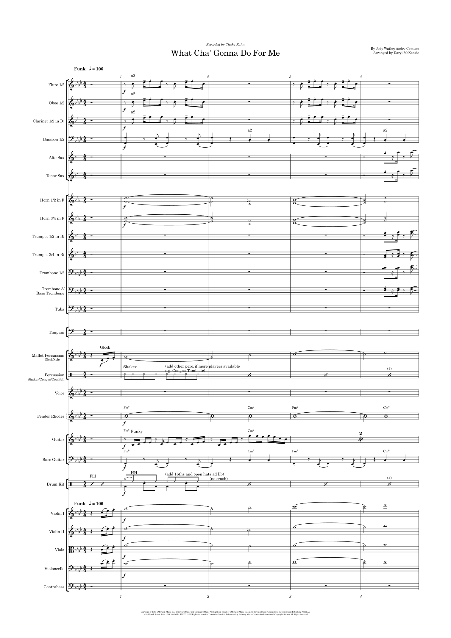 What Cha' Gonna Do For Me (arr. Daryl McKenzie) by Chaka Kahn Full Orchestra