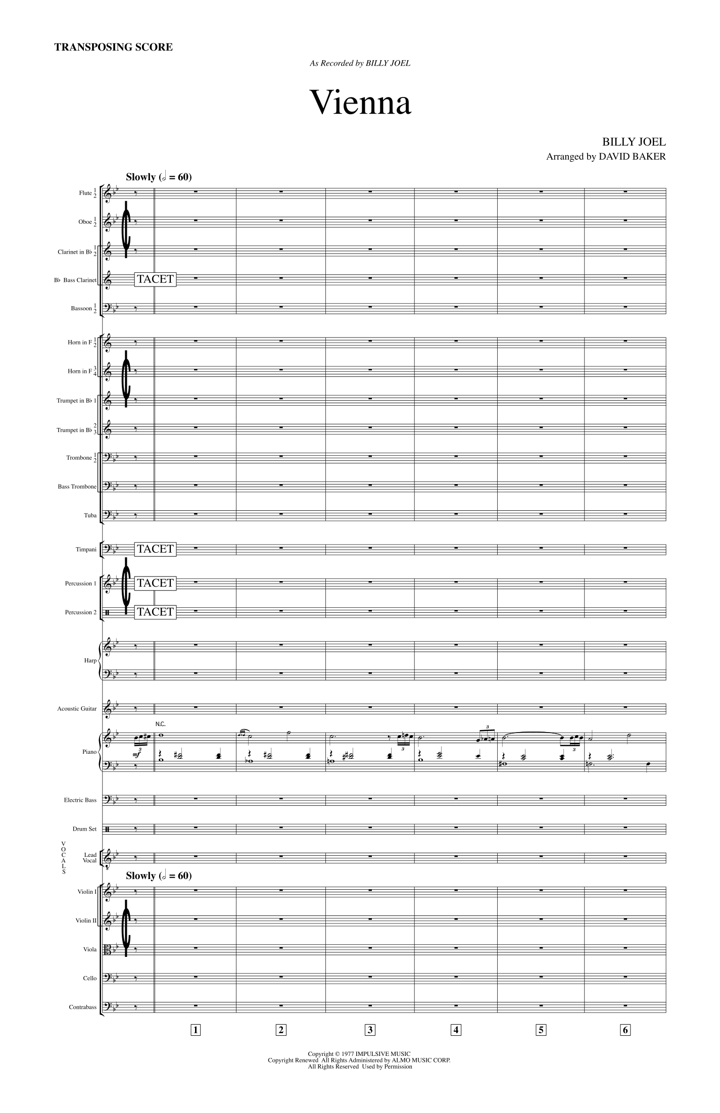 Vienna (arr. David Baker) by Billy Joel 管弦乐团 - 预览