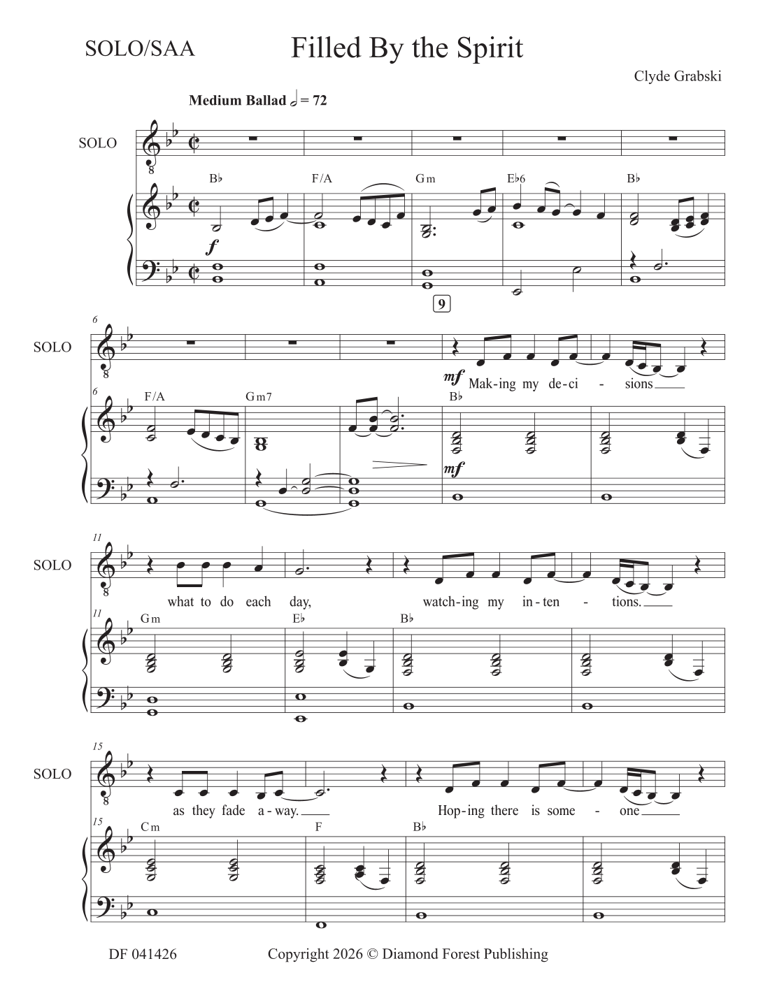 Filled By The Spirit by Clyde Grabski Sheet Music for Choir at Sheet ...