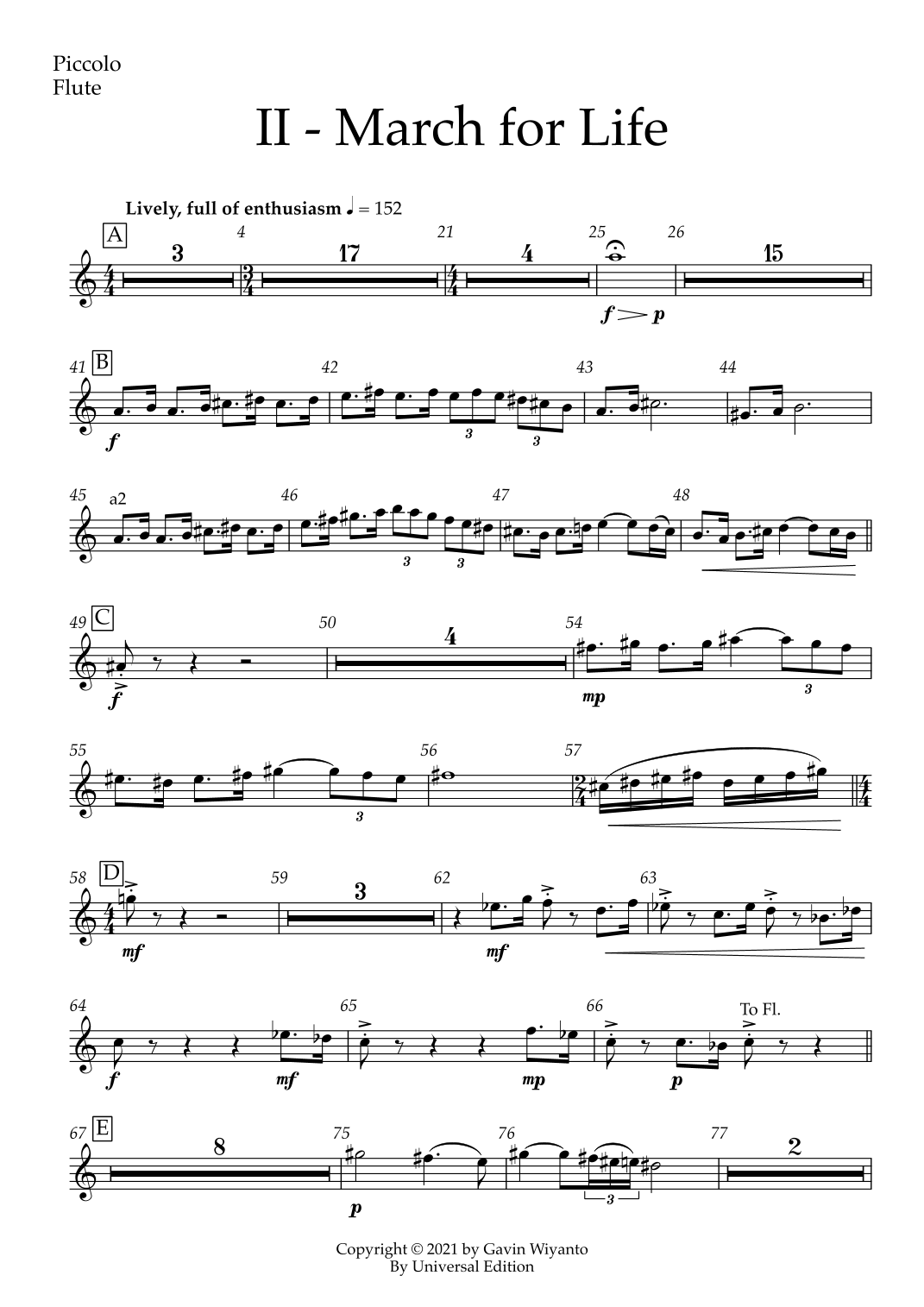 Symphony No. 2 - ProLife Symphony, 2. March of Life for Large Orchestra (仅分谱) by Jakarta Sinfonietta 管弦乐团 - 预览