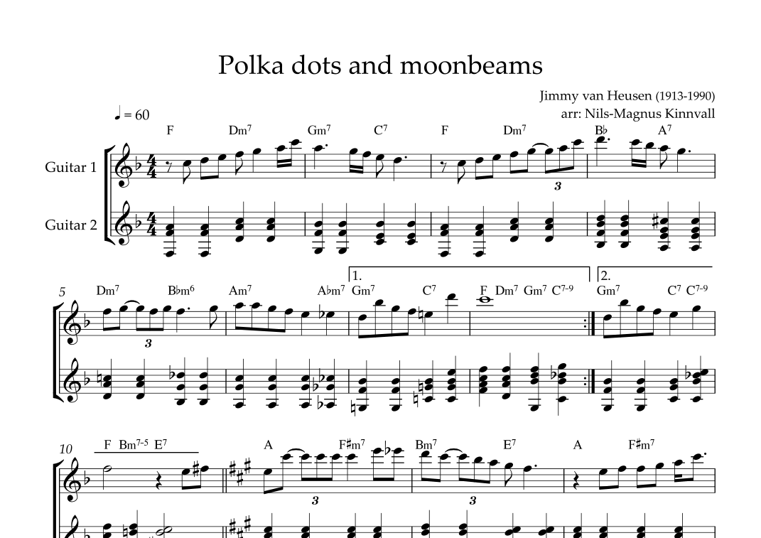 Polka dots and moonbeams by Jimmy Van Heusen Sheet Music for