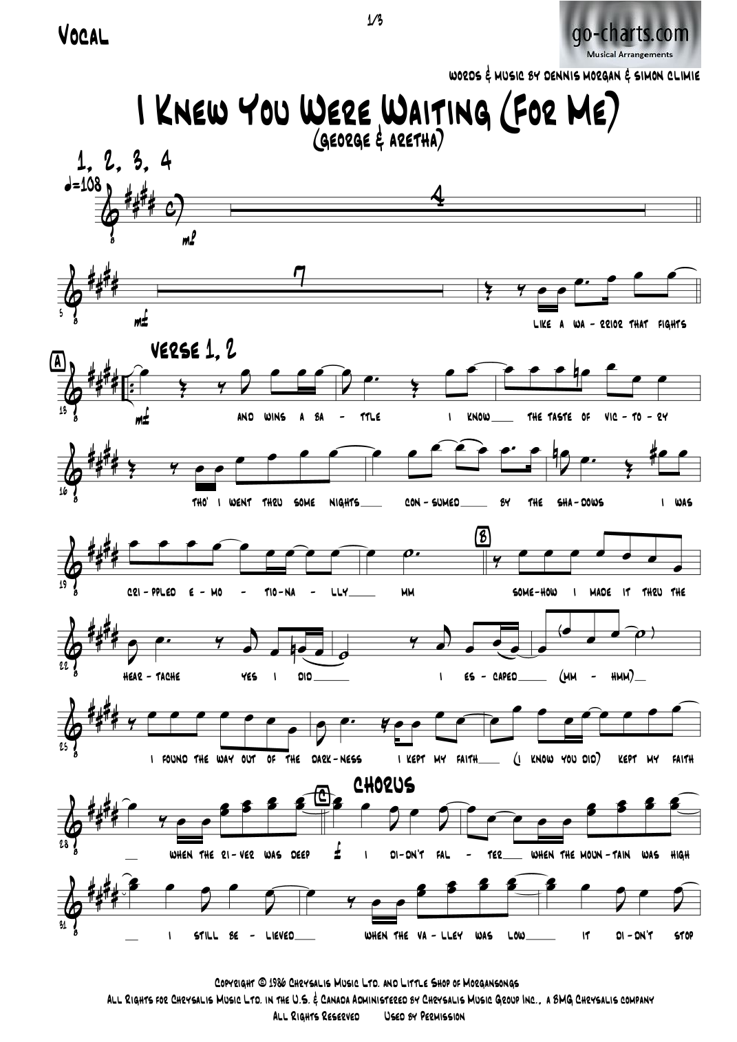 I Knew You Were Waiting (For Me) (arr. Andy Davidson go-charts) by George Michael 管弦乐团 - 预览