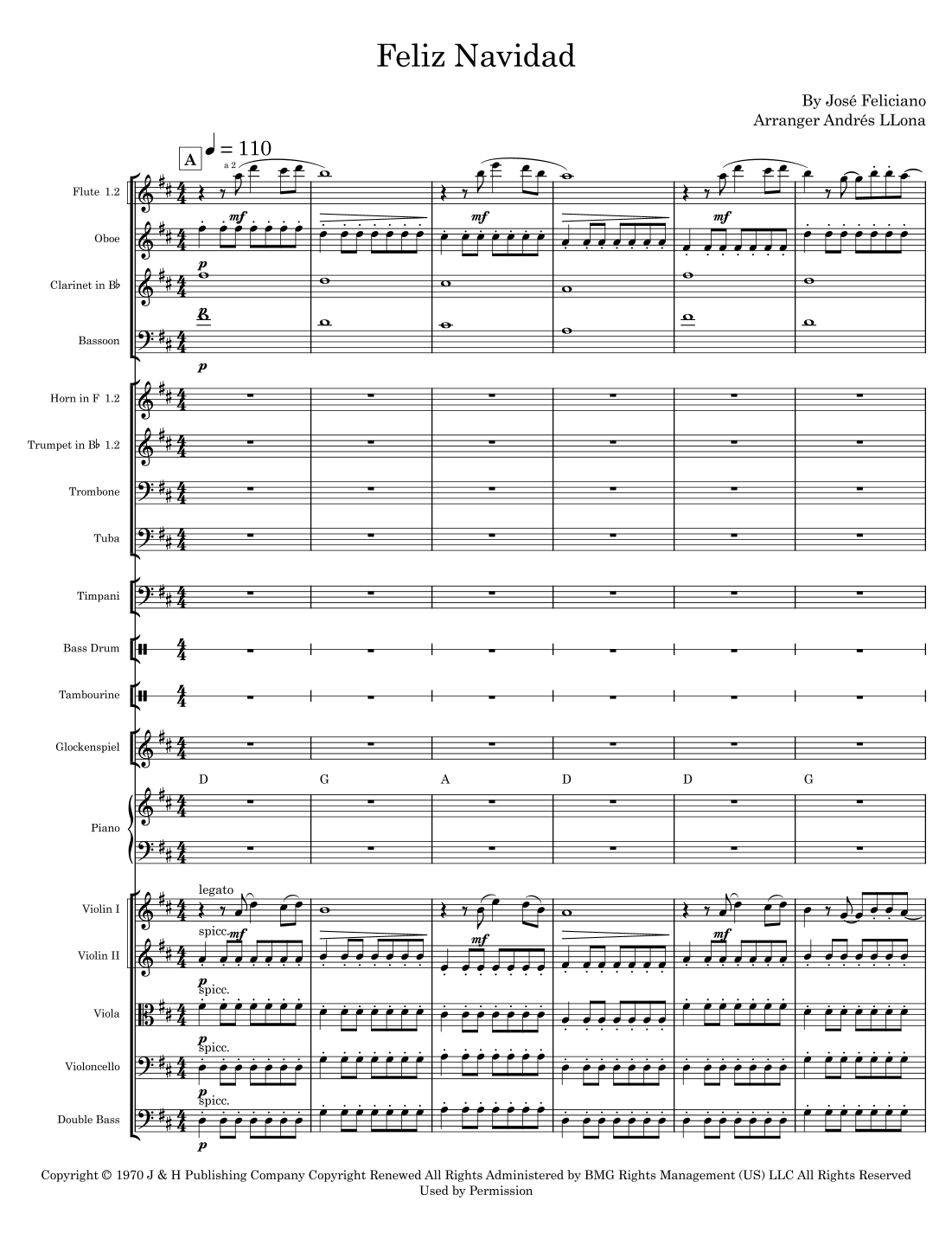 Feliz Navidad (arr. Andrés LLona) by Clay Walker Full Orchestra