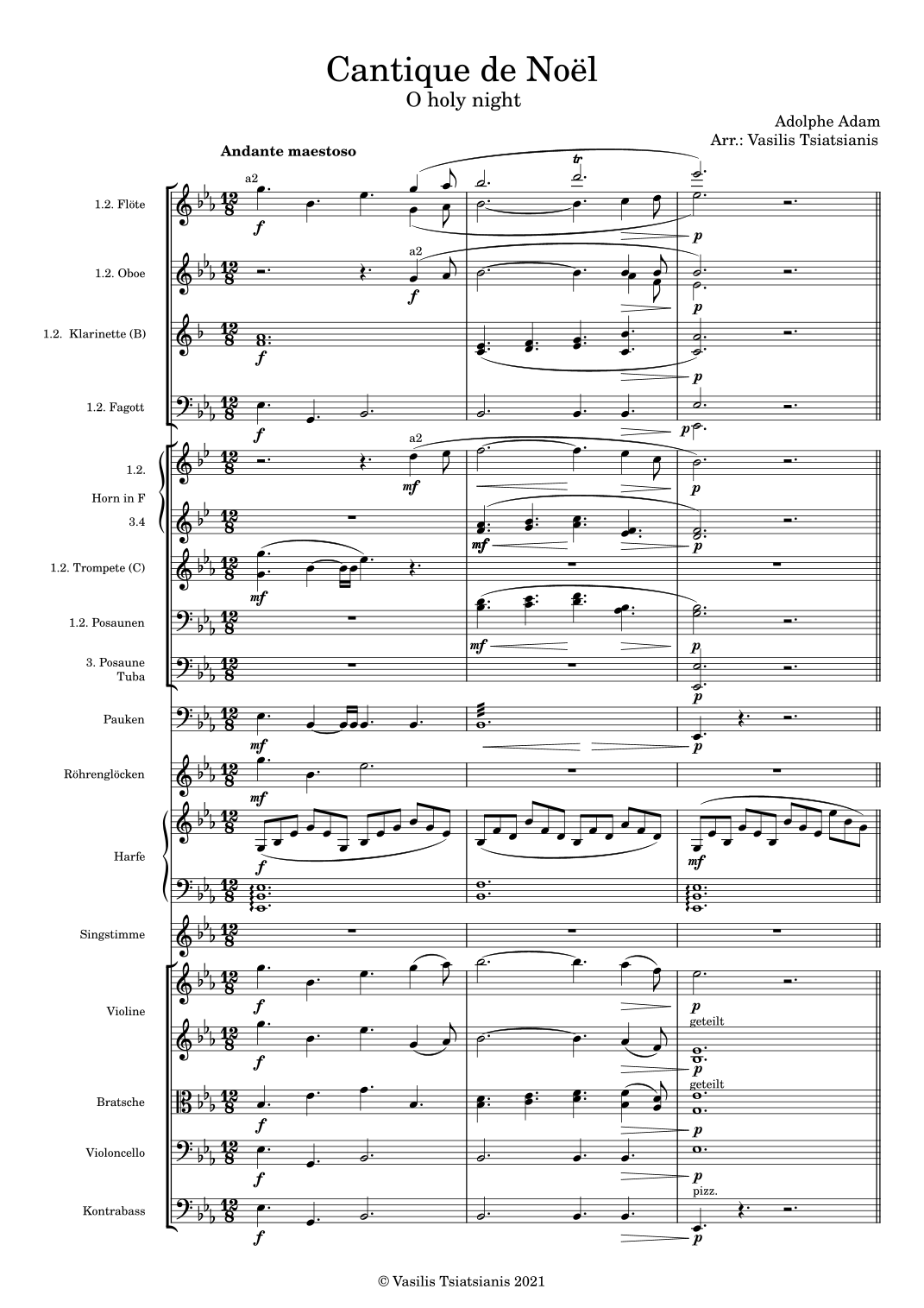 Adolphe Adam: Cantique de Noël (O holy night) 降E大调总谱 (Vasilis Tsiatsianis 编曲) Adolphe Adam 管弦乐团 - 预览