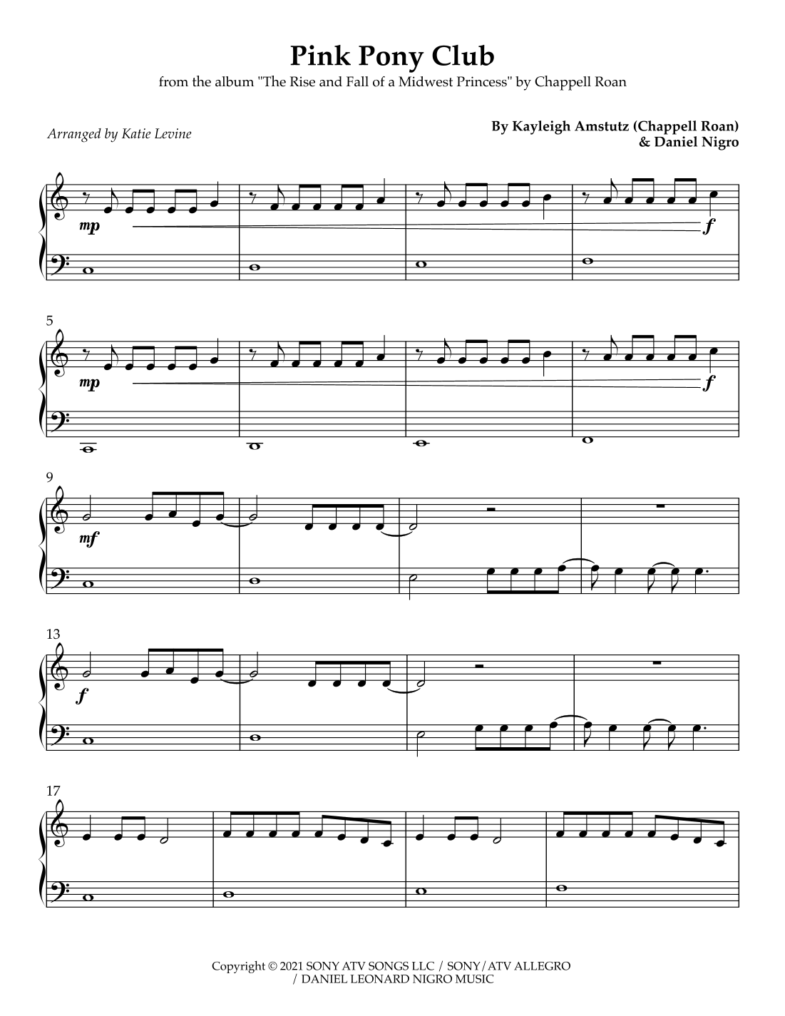 Pink Pony Club By Chappell Roan Sheet Music For Easy Piano arr Katie Pink Pony Club By Chappell Roan Sheet Music For Easy Piano arr Katie