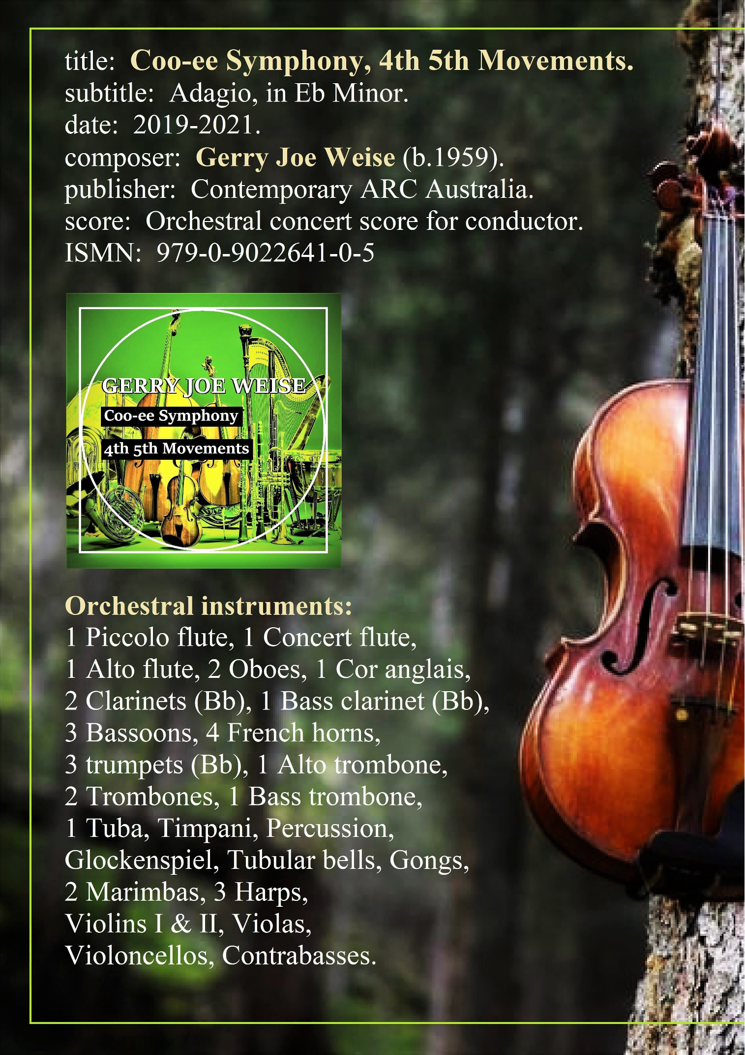 Coo-ee Symphony, 4th 5th Movements by Gerry Joe Weise Full Orchestra