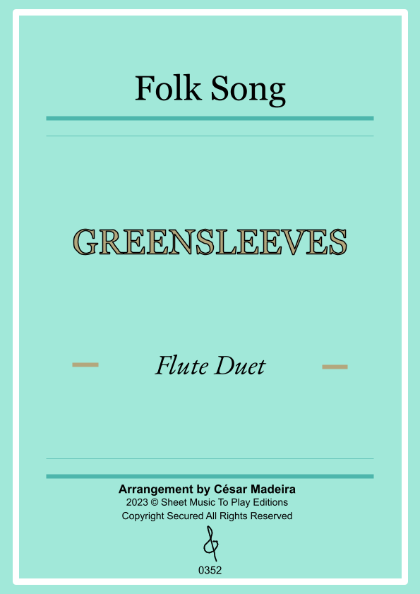 Greensleeves Flute Duet W/Chords (Full Score and Parts) Sheet Music