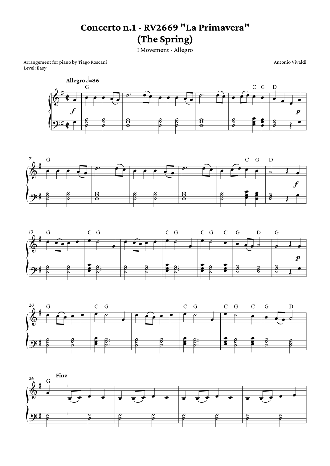 The Spring "La Primavera" from The Four Seasons (arr. Tiago Roscani) by ...