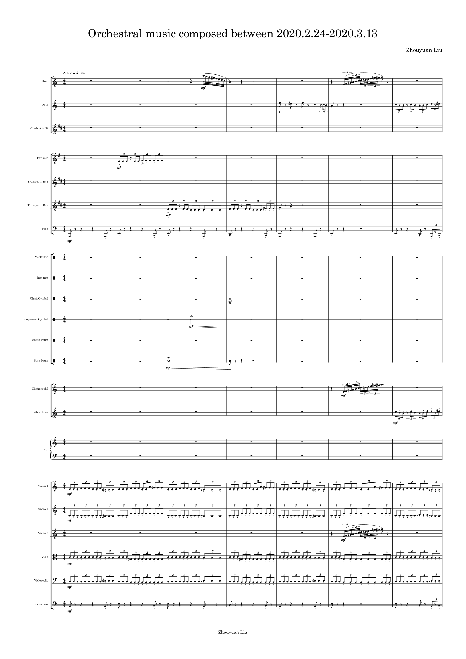由 Zhouyuan Liu 于 2020.2.24-2020.3.13 创作的管弦乐作品 (A3 总谱与 B4 分谱) 管弦乐团 - 预览