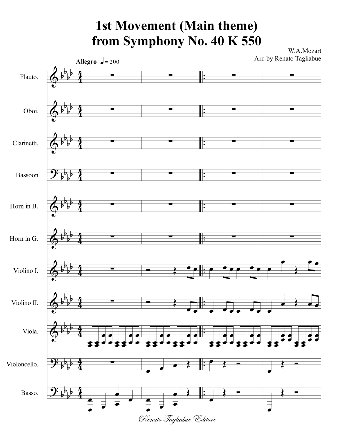 1.st MOVEMENT (Main Theme) from Symphony No. 40 K 550 (arr. Renato ...