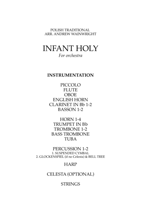 Infant Holy (arr. Andrew Wainwright) by Polish traditional Full Orchestra