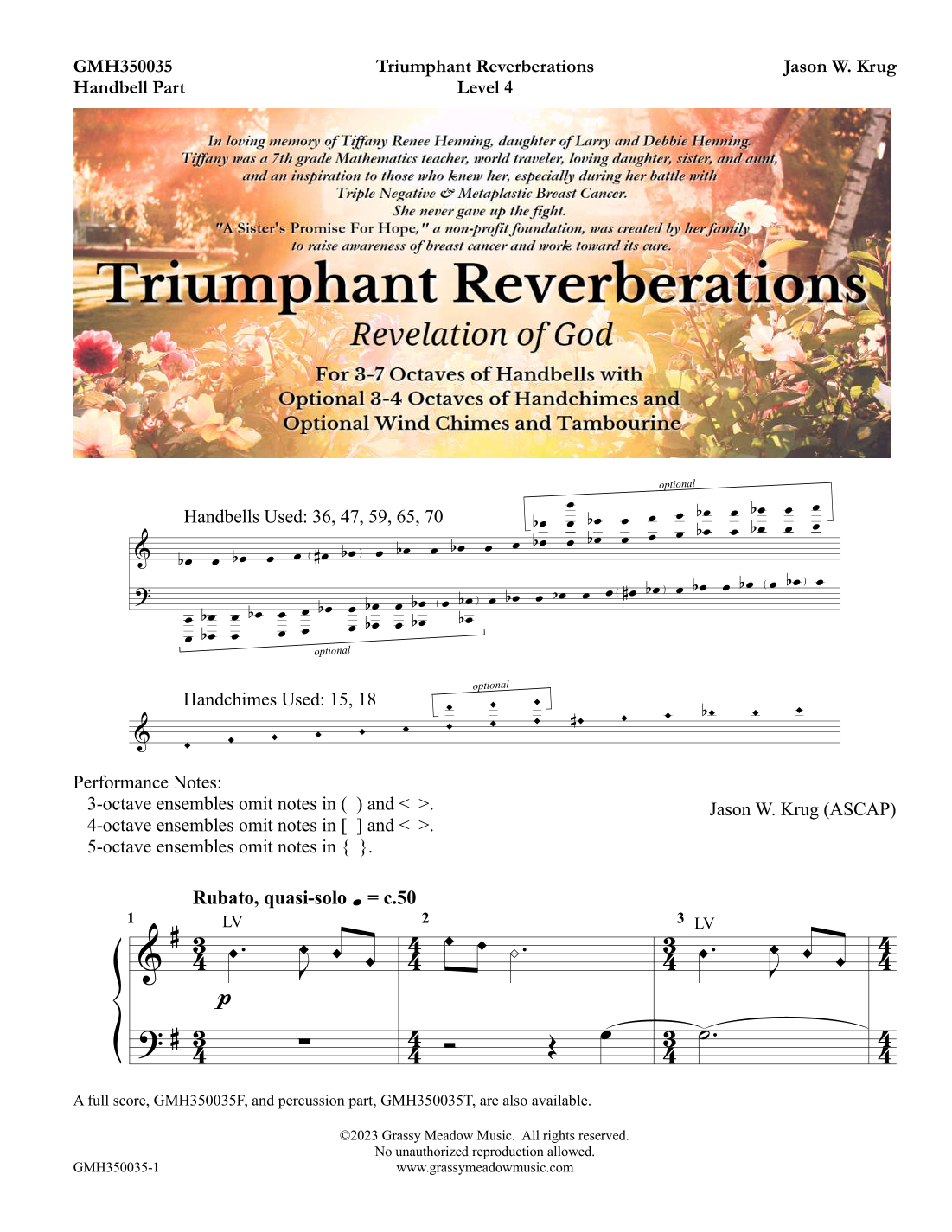 Triumphant Reverberations (for 36 octave handbell ensemble with opt