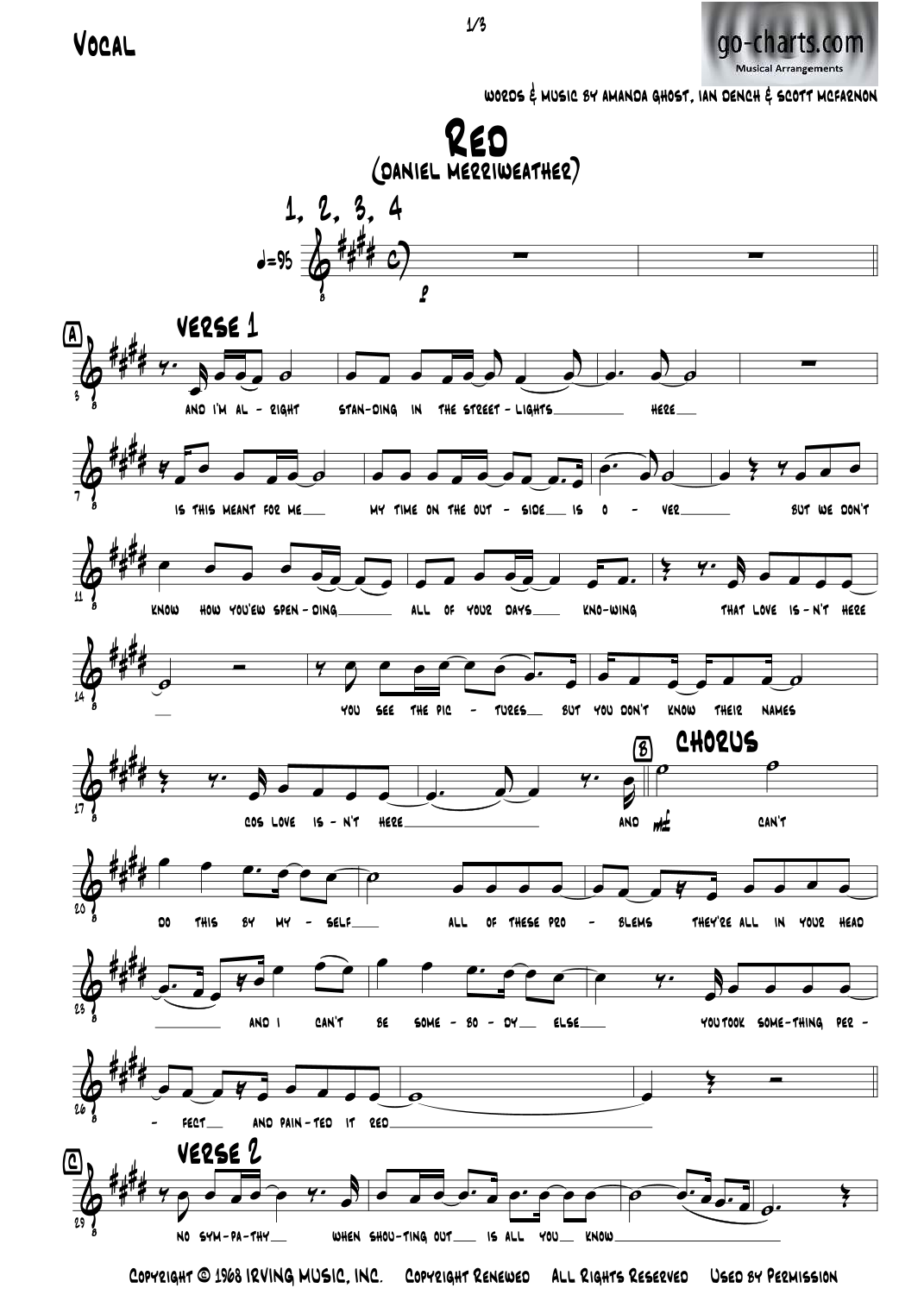 Red (arr. Andy Davidson go-charts.com) by Daniel Merriweather 管弦乐团 - 预览