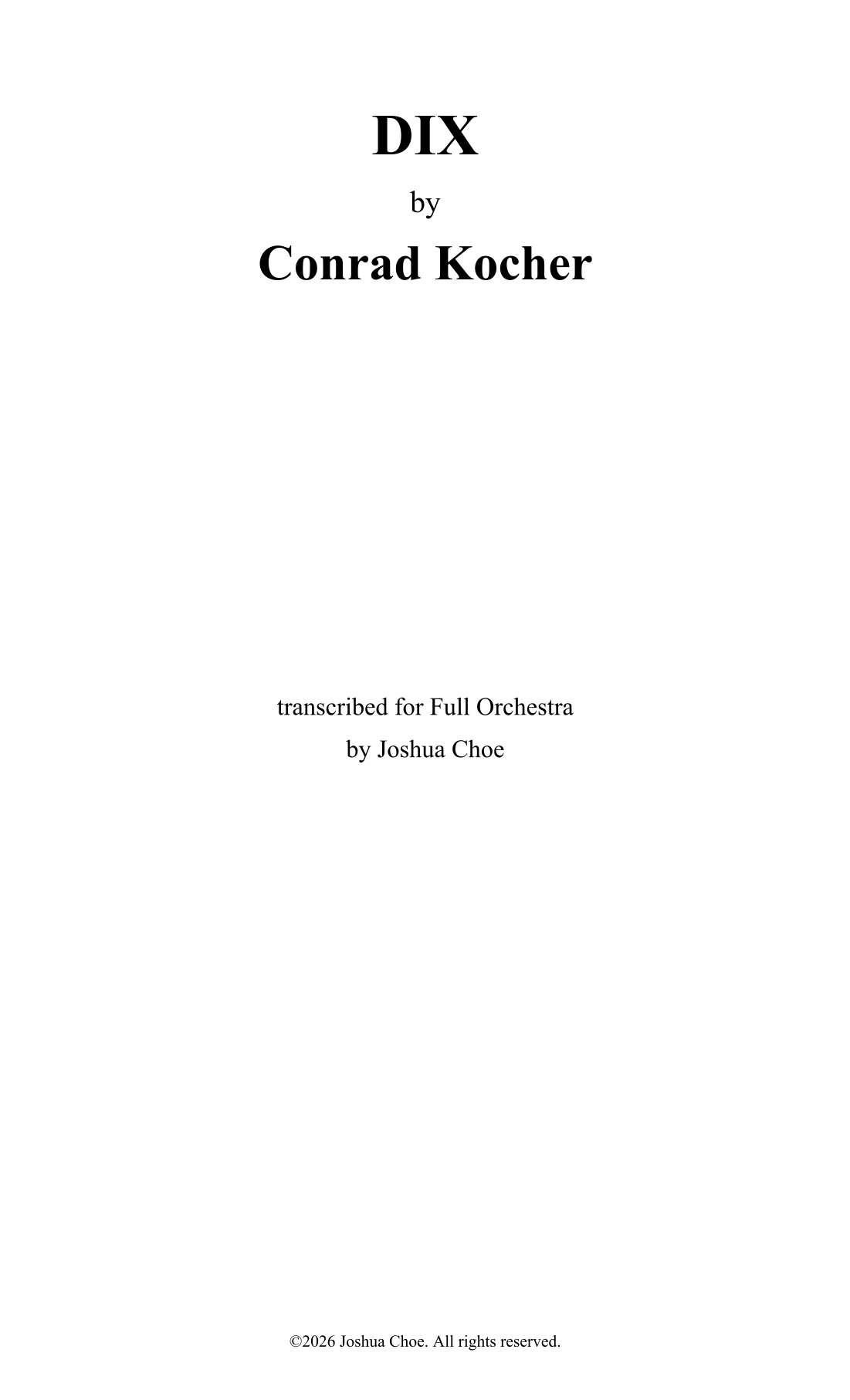 DIX (Alternate Version) (arr. JMJ Arrangements) by Conrad Kocher Full Orchestra