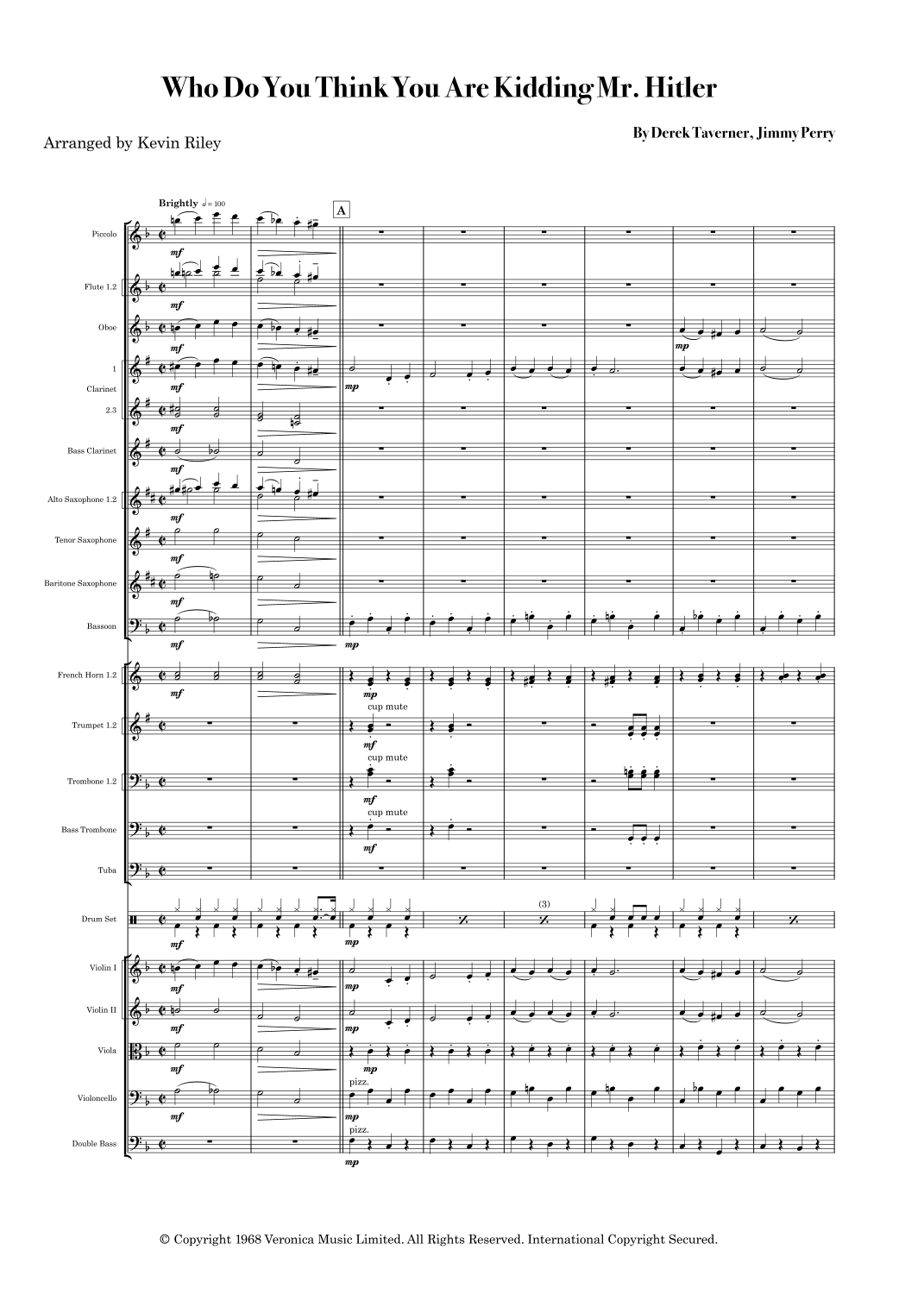 Who Do You Think You Are Kidding Mr. Hit (arr. Kevin Riley) by Jimmy Perry Full Orchestra