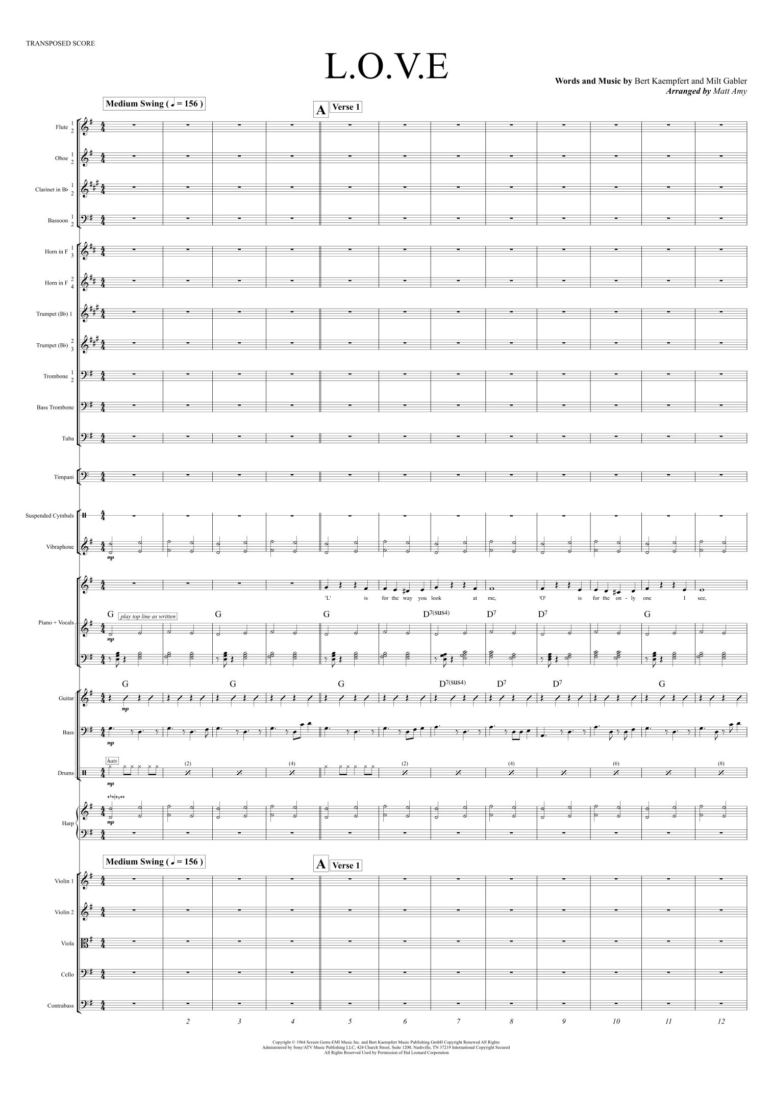 L-O-V-E (arr. Matt Amy) by Natalie Cole 管弦乐总谱 - 预览