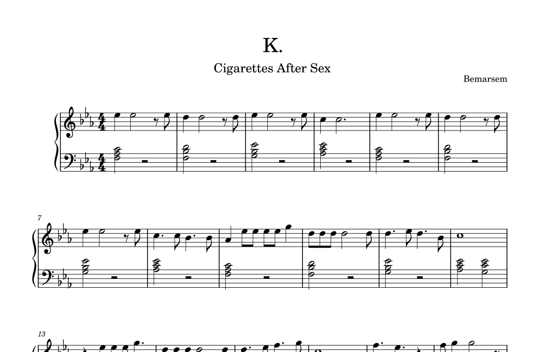 cigarettes after sex piano sheet music Cry for (Solo) Cry Cigarettes After Sex