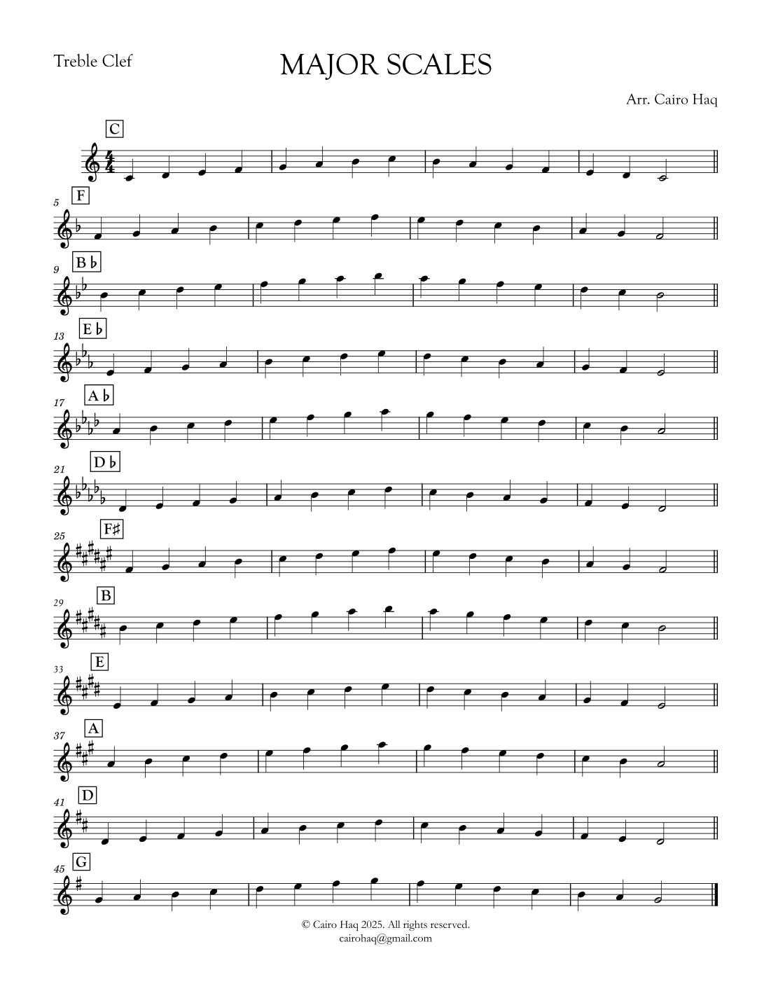 Major Scales by Cairo Haq Sheet Music for Theory Worksheet at Sheet ...