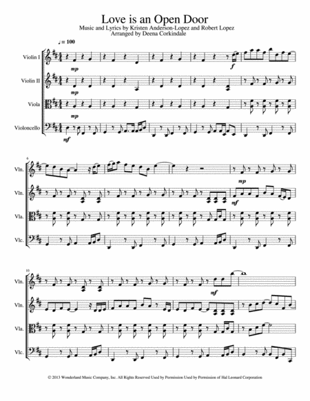 Love Is An Open Door arr Deena Corkindale By Kristen Bell Santino Love Is An Open Door arr Deena Corkindale By Kristen Bell Santino