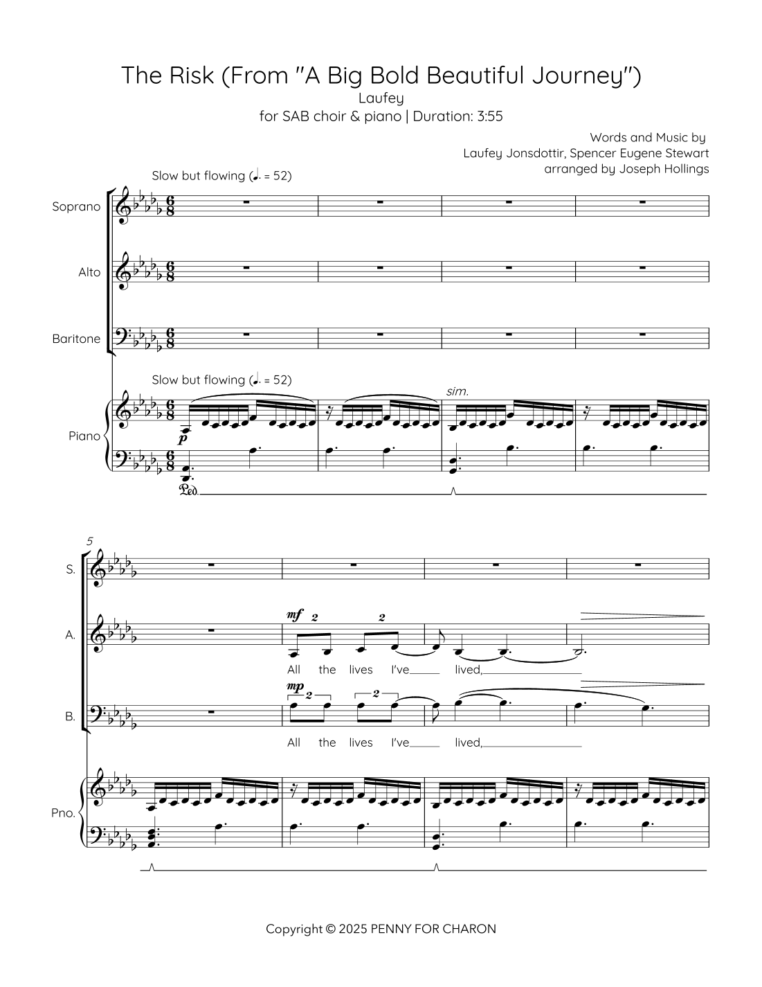 The Risk (arr. Joseph Hollings) by Laufey Jonsdottir Sheet Music for ...