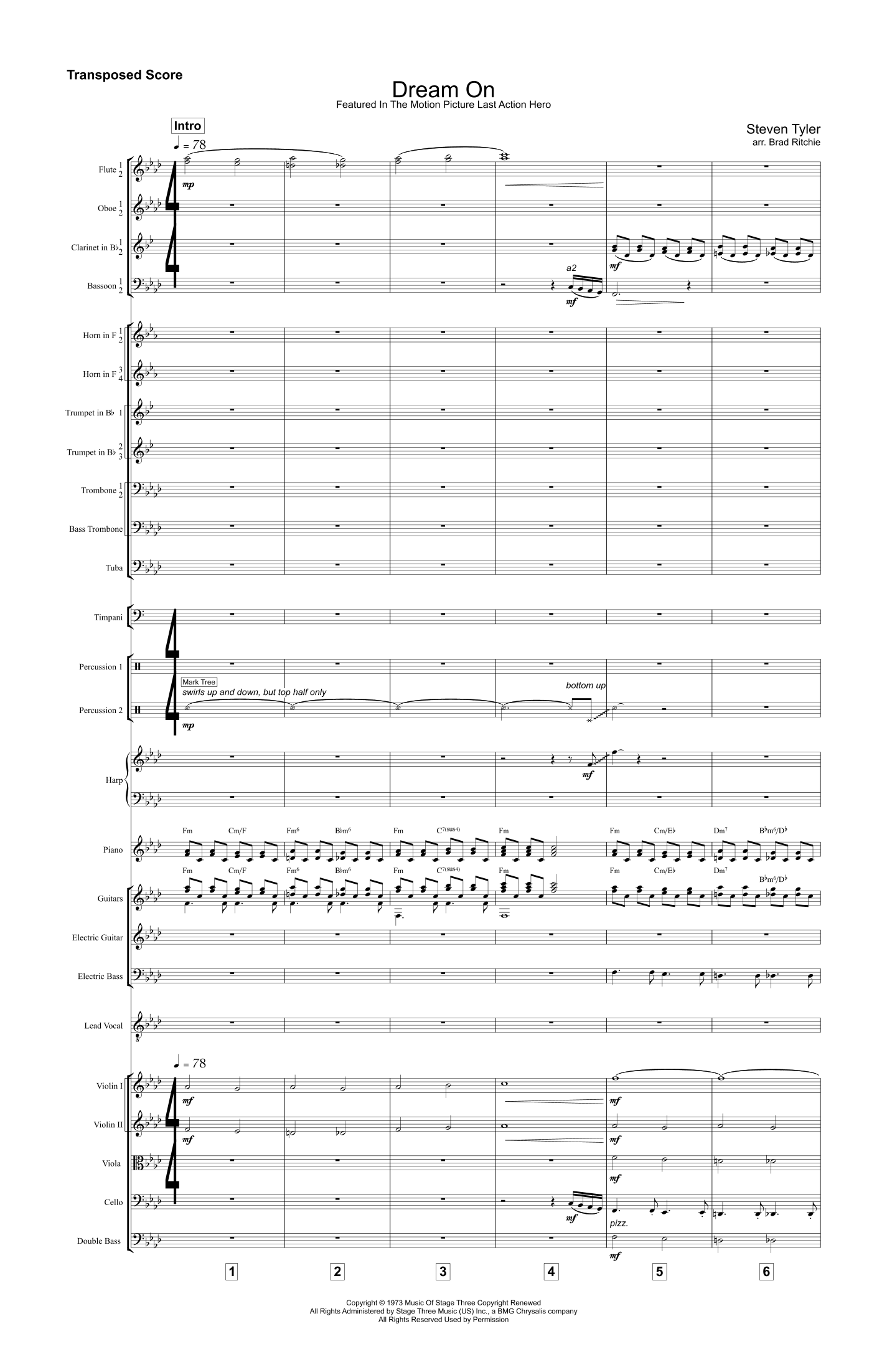 Dream On (arr. Brad Ritchie) by Aerosmith Full Orchestra