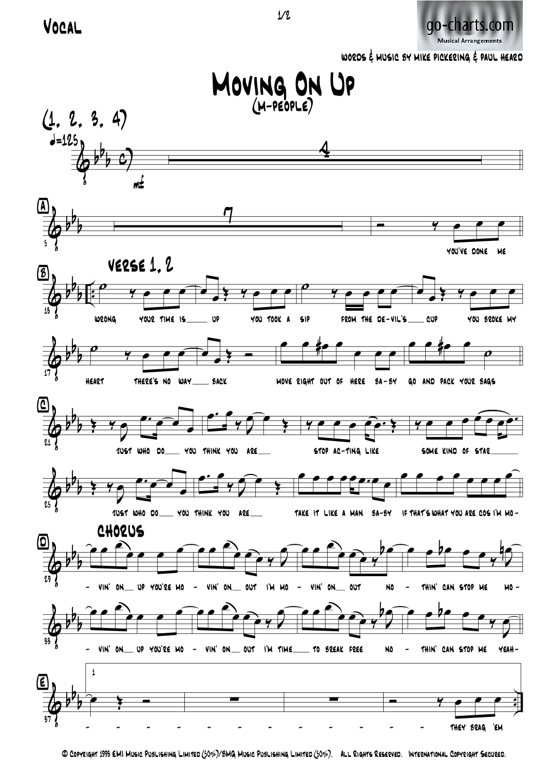 Moving On Up (arr. Andy Davidson go-charts.com) by M People Full Orchestra