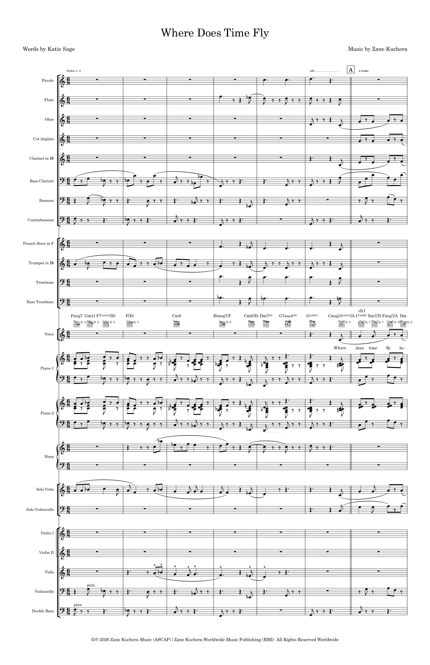 Where Does Time Fly (Orchestra Parts and Conductor Score) by Zane Kuchera Full Orchestra (管弦乐分谱与总谱) - 预览