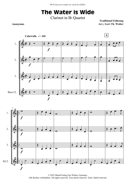 The Water Is Wide (arr. Gert Th. Walter) Partituras Digitales