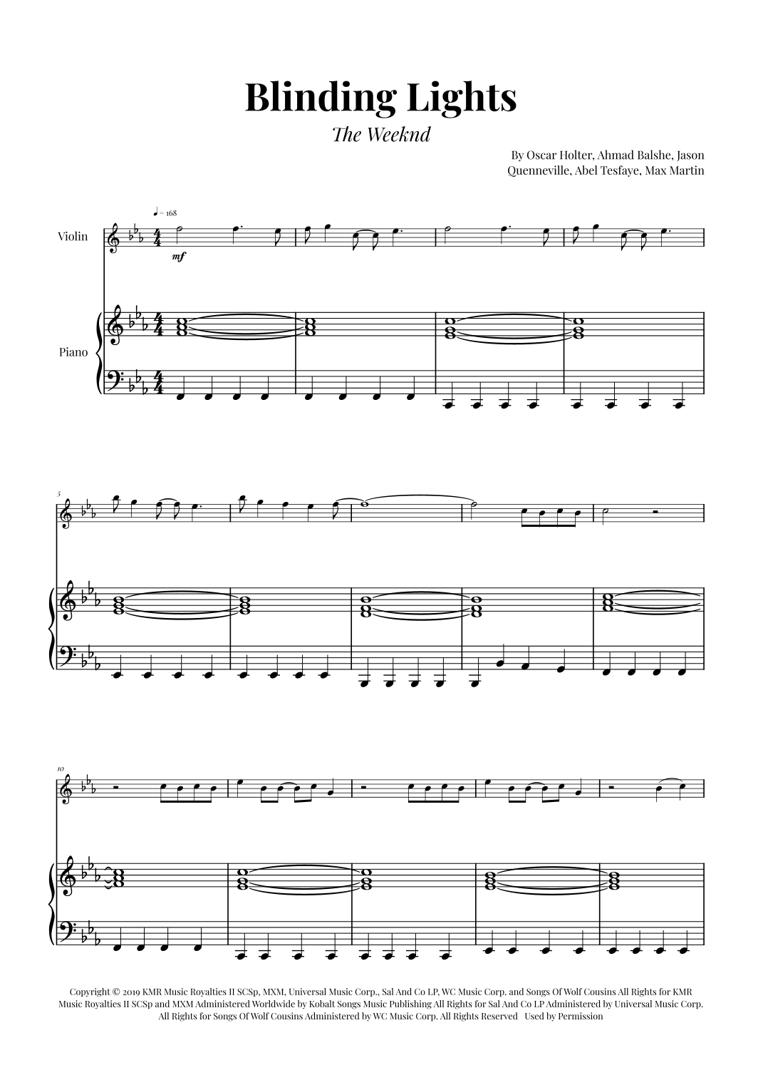 Blinding Lights (arr. Glauco Fernandes) by The Weeknd Sheet Music for ...
