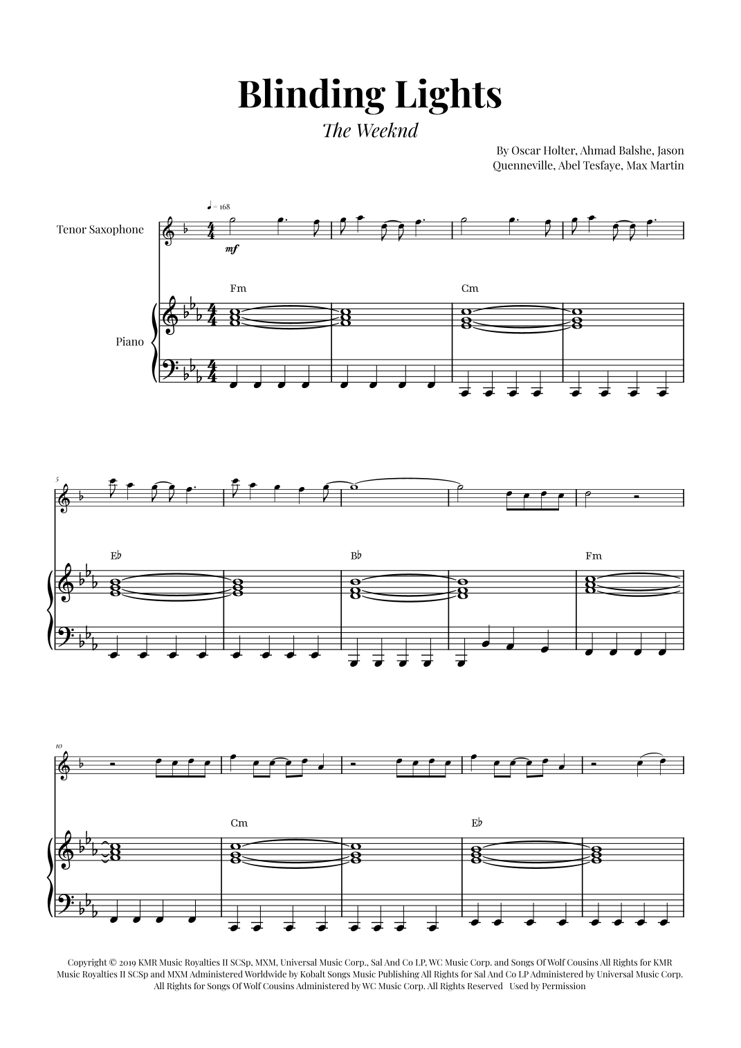 Blinding Lights (arr. Glauco Fernandes) by The Weeknd Sheet Music for ...