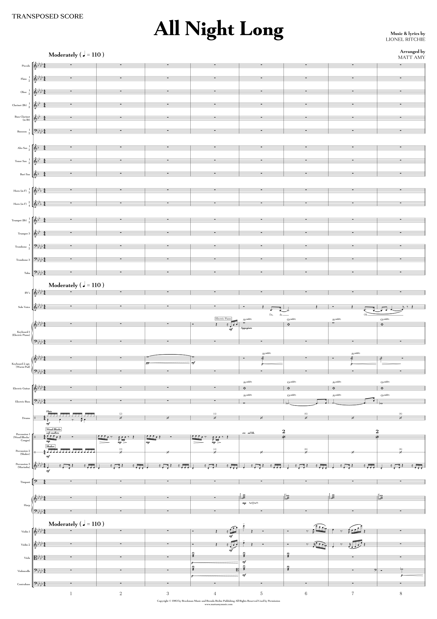 All Night Long (all Night) (arr. Matt Amy) by Lionel Richie 管弦乐团 - 预览