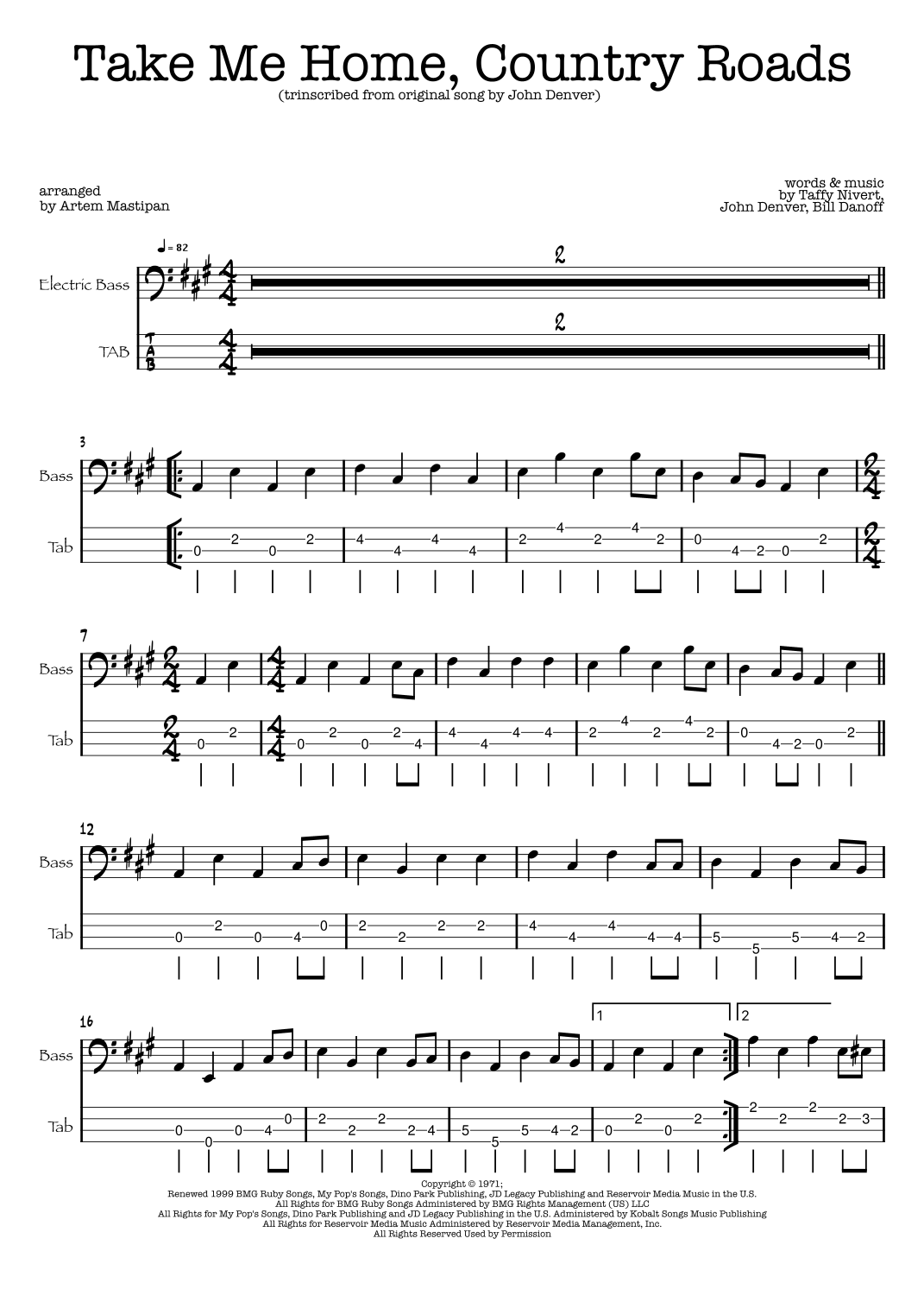 tobacco road bass tab Guitar Tab: Riff by The Nashville Teens Tobacco Road - David Lee