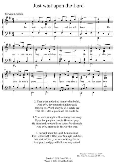 Just wait upon the Lord. A new tune to this wonderful Oswald Smith poem. Digital Sheet Music