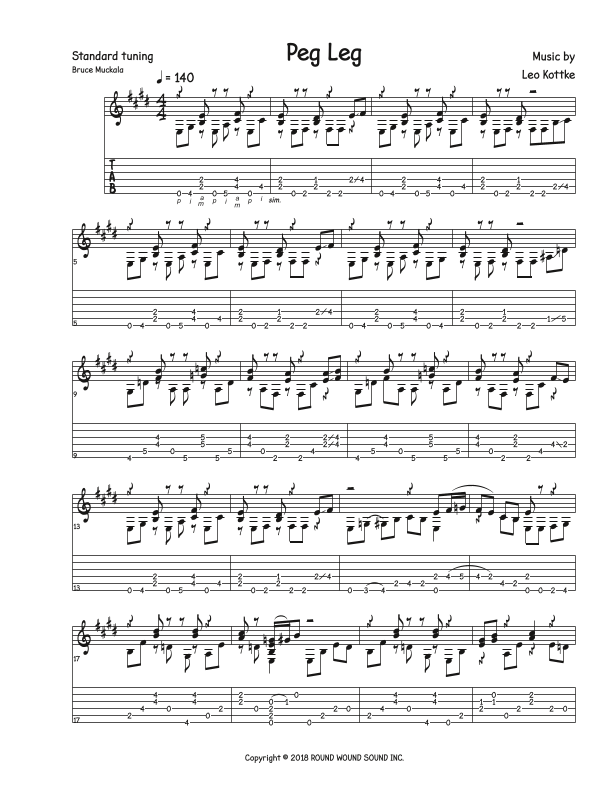 Peg Leg Sheet Music Leo Kottke Guitar Tab