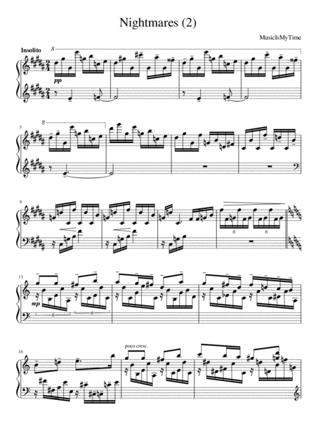Interactive Digital Sheet Music preview of '"Nightmares" ?2' by MusicIsMyTime, Piano Solo page 1