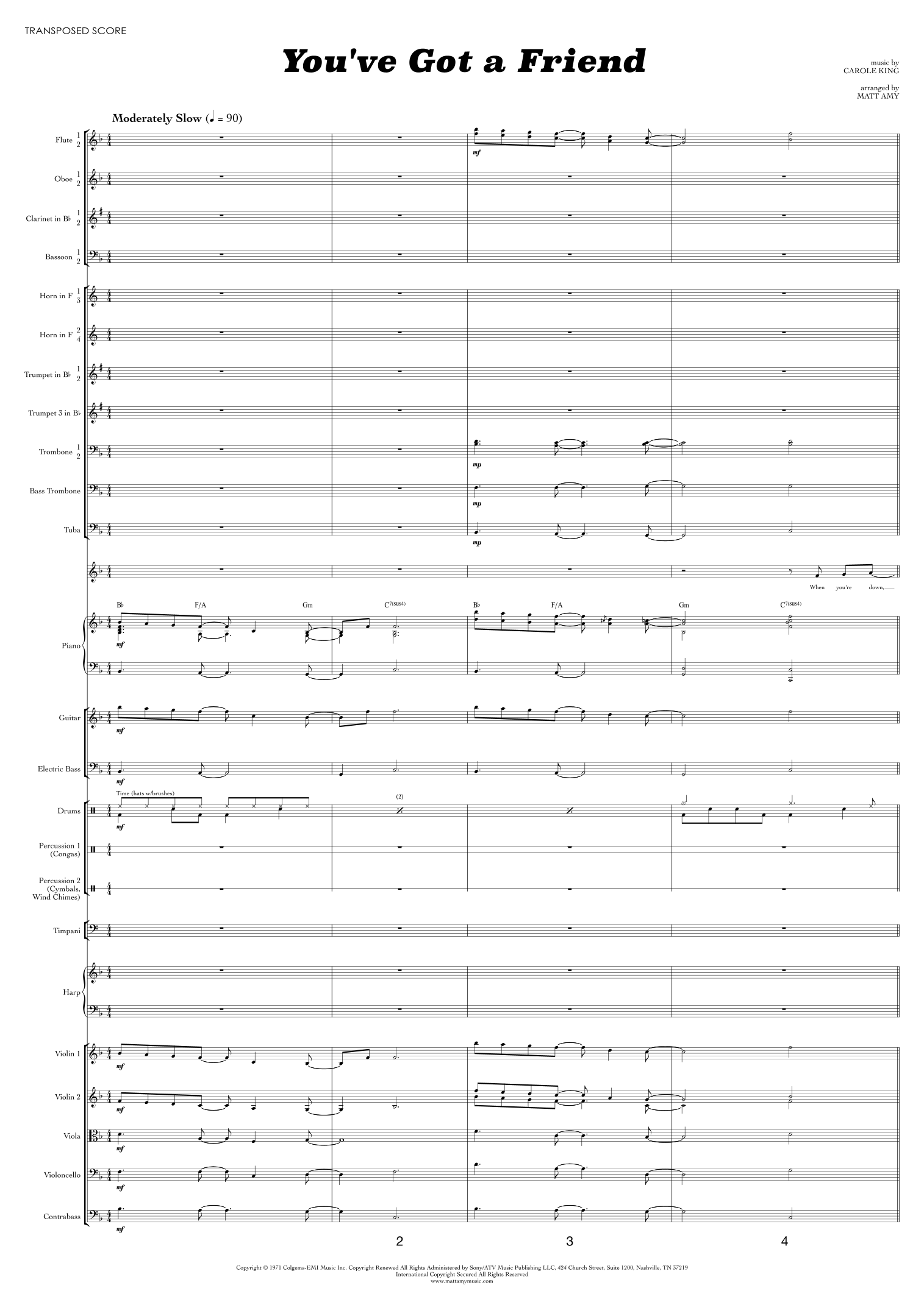 You've Got A Friend (arr. Matt Amy) by James Taylor Full Orchestra