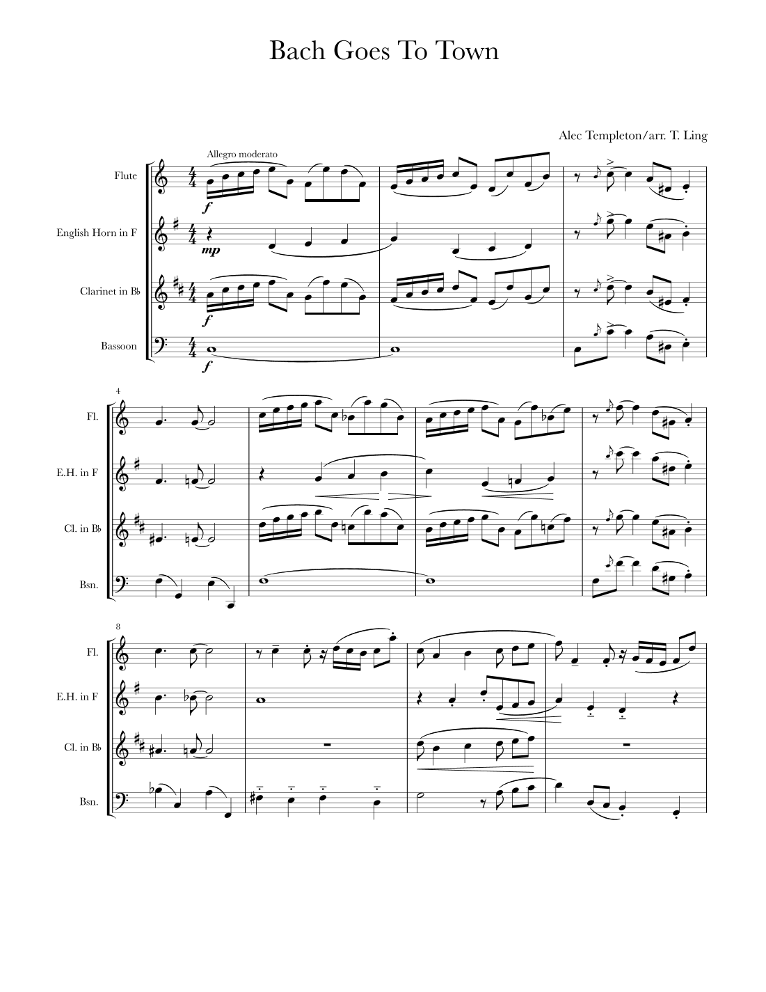 Bach Goes to Town for wind ensemble Sheet Music Alec Templeton